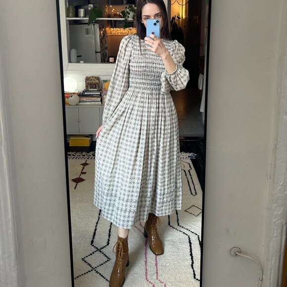 The Great | long sleeve maxi dress black check / plaid | size XS - Picture 1 of 10